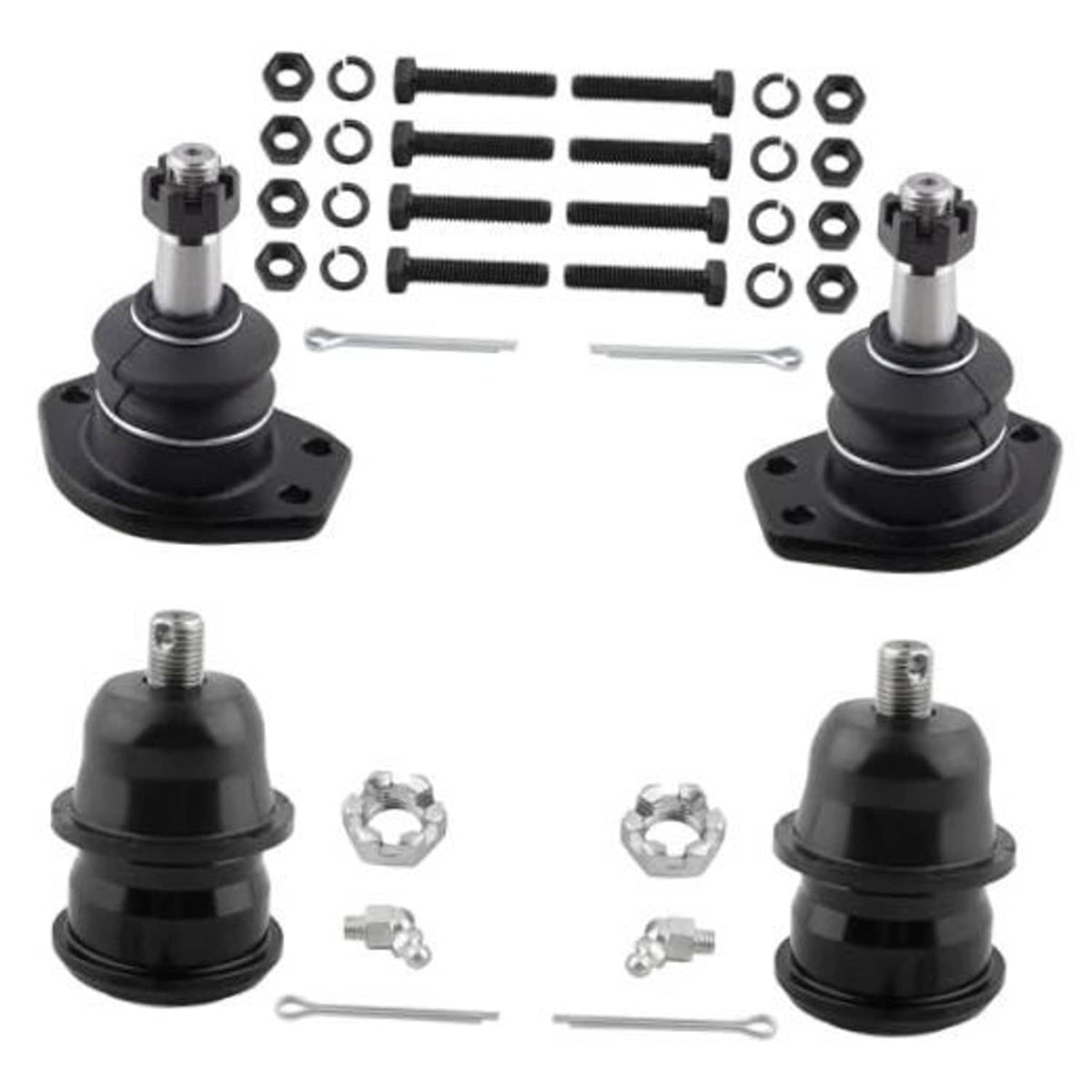 Set of 4 front upper/lower ball joints kit with boots, nuts, washers, and bolts