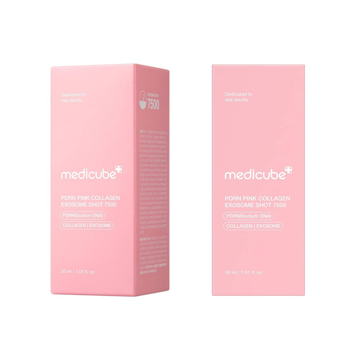 Medicube PDRN Pink Collagen exosome shot bottle with matching pink product box