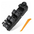 Black power window switch panel with door lock controls and window buttons