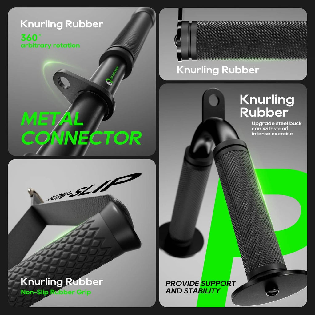 Knurled rubber cable attachment grips with metal connector ends