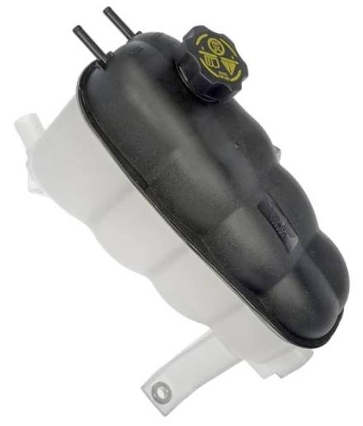 Front coolant reservoir with cap, black body and mounting bracket