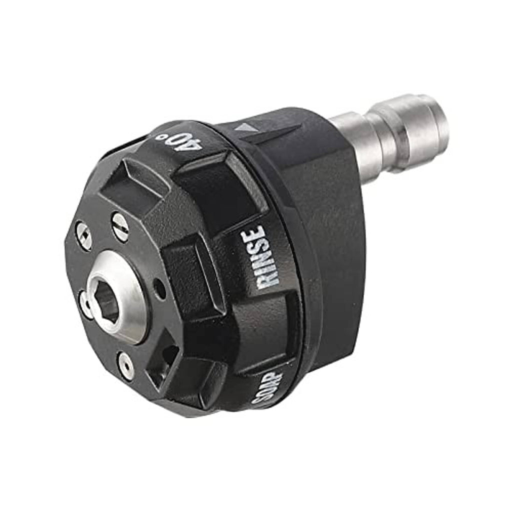 Rotary pressure washer nozzle tip, black body with silver quick-connect coupler