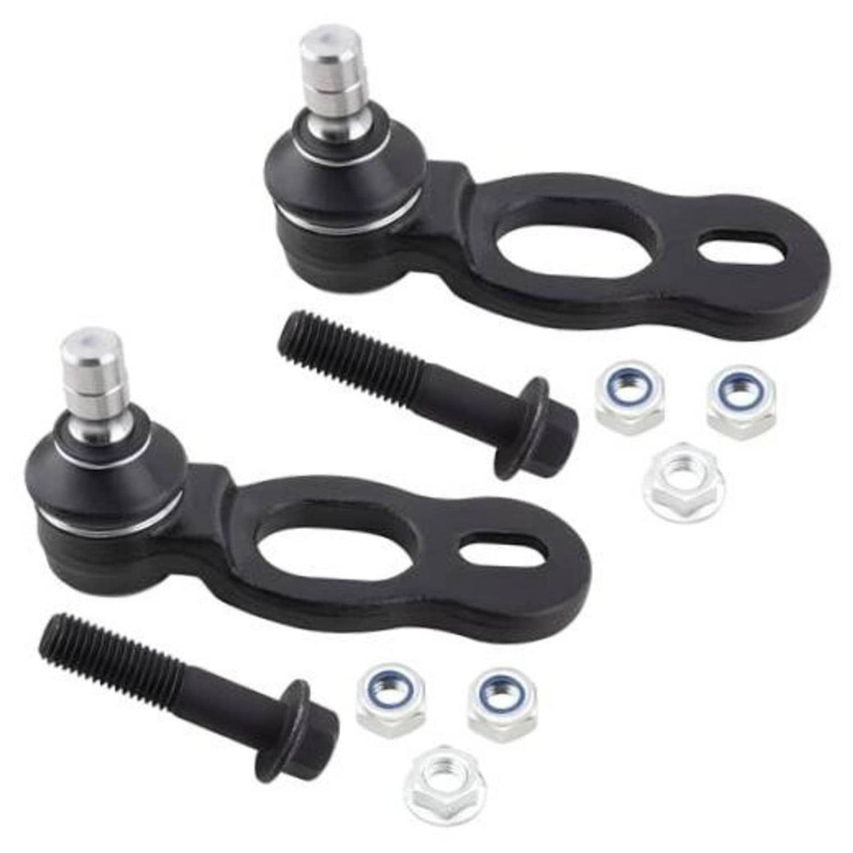 Front upper ball joint set with black control arm link, steel stud, bolts and nuts.
