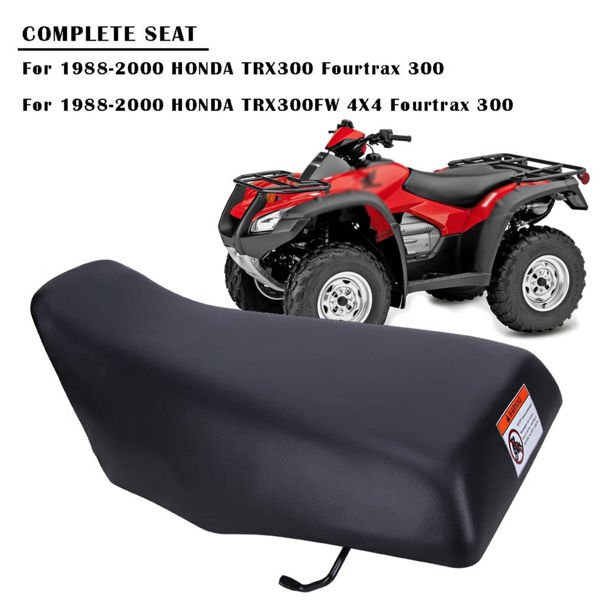 ATV complete seat set, black contoured covers with mounting bracket tab