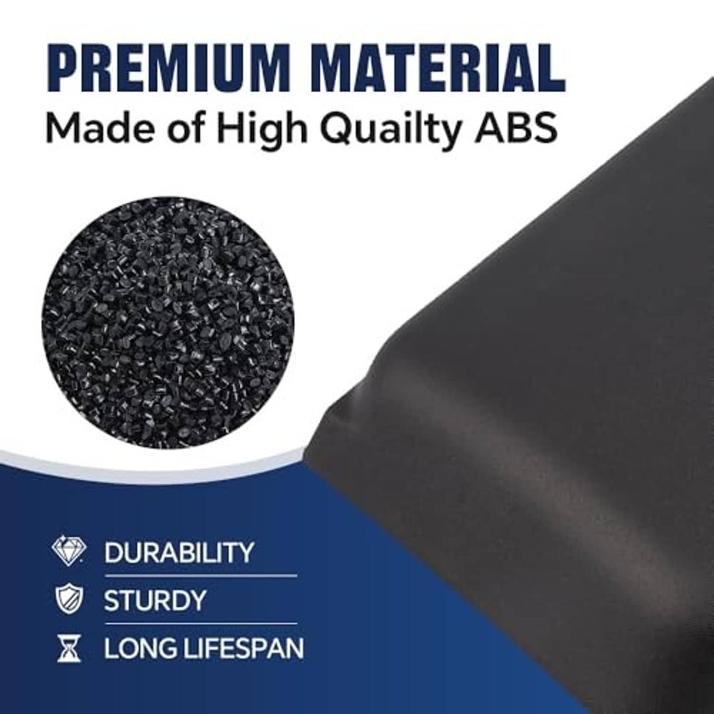 Front bumper guard pad made of black ABS, close-up texture