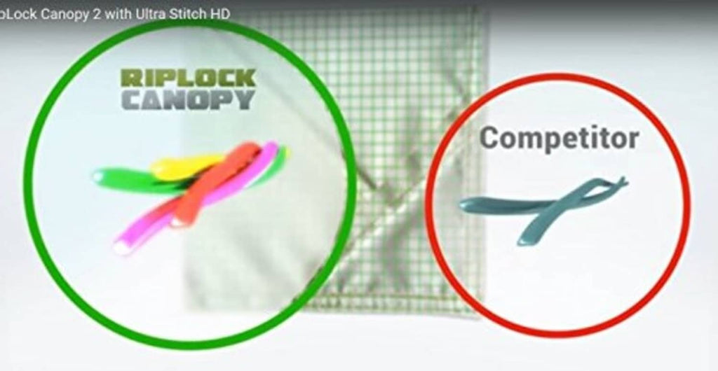 RipLock canopy graphic highlighting Ultra Stitch canopy top cover technology