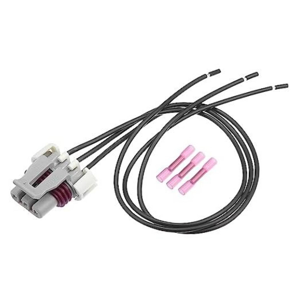 Crank sensor connector pigtail plug with black wire harness and pink terminal seals
