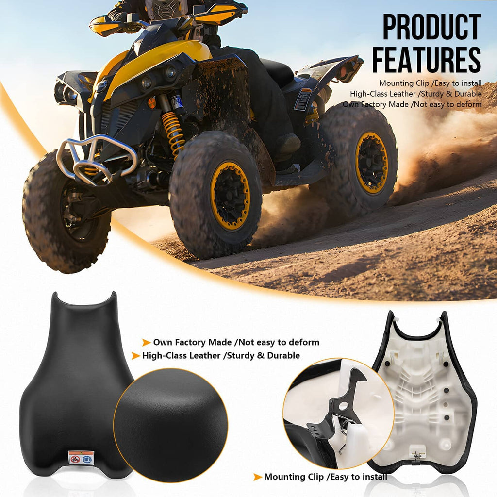 ATV seat cover, black contoured cushion with logo patch and durable finish