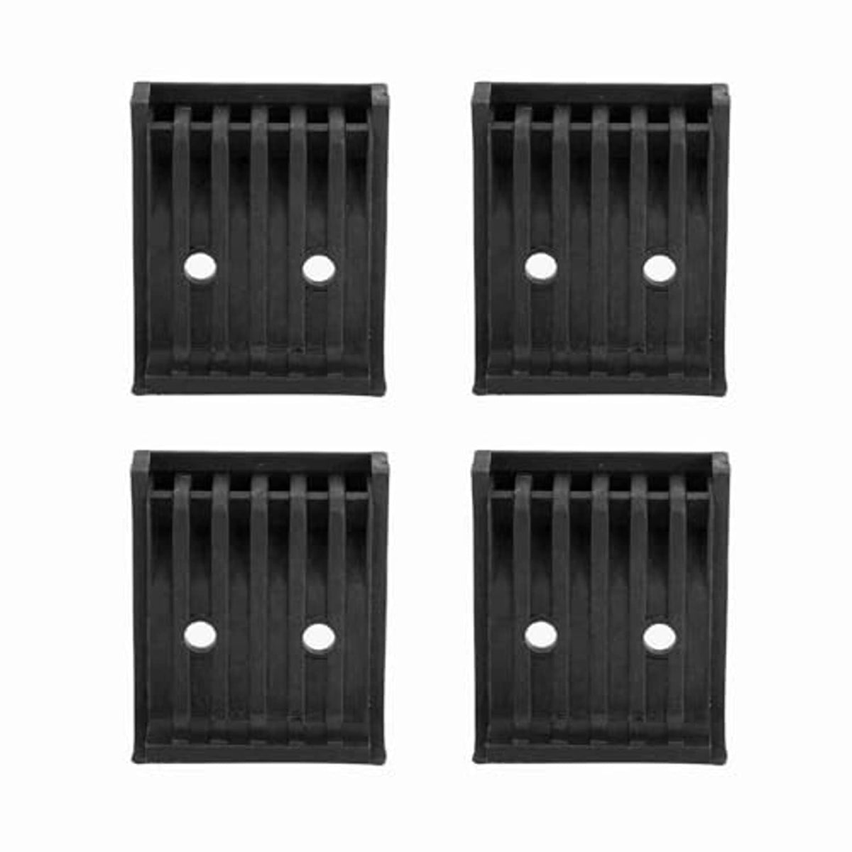 Set of 4 black ABS jaw protectors with ridged texture and two centered mounting holes