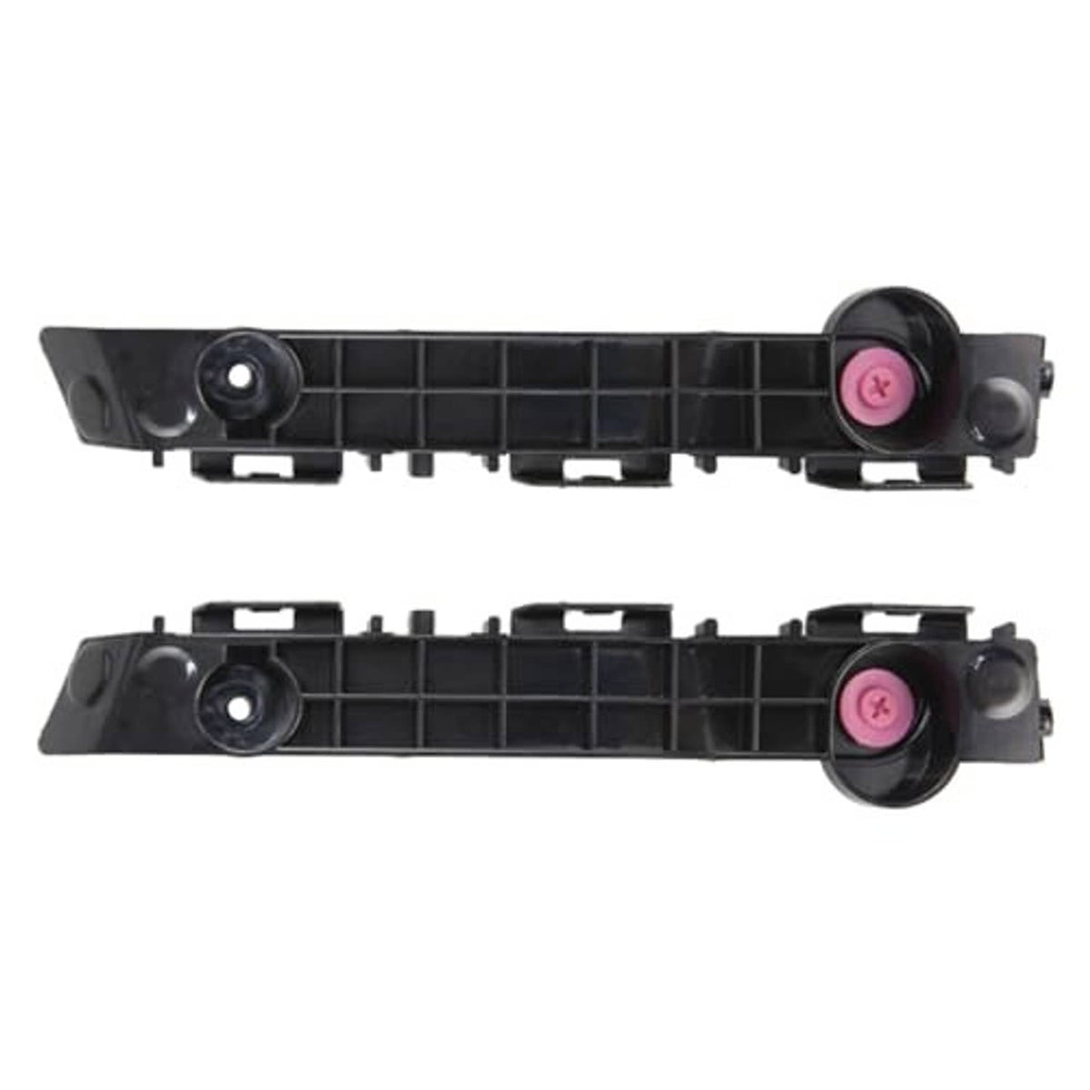 Black bumper bracket pair with grid channels and round pink-center mounting mounts
