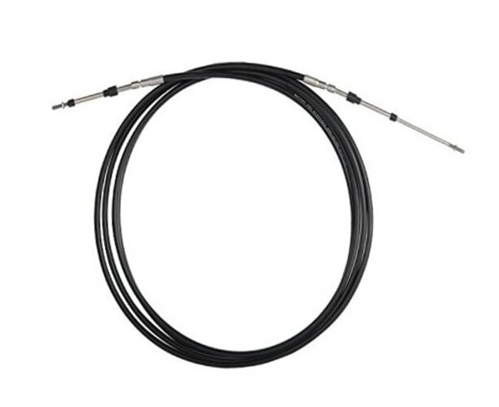 Black control cable coil with silver-tipped ends and connectors