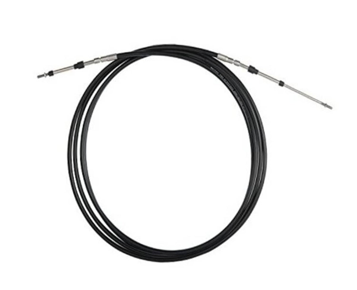 Black control cable coil with silver-tipped ends and connectors