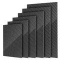 Carbon fiber sheet stack with dark twill weave pattern and matte finish