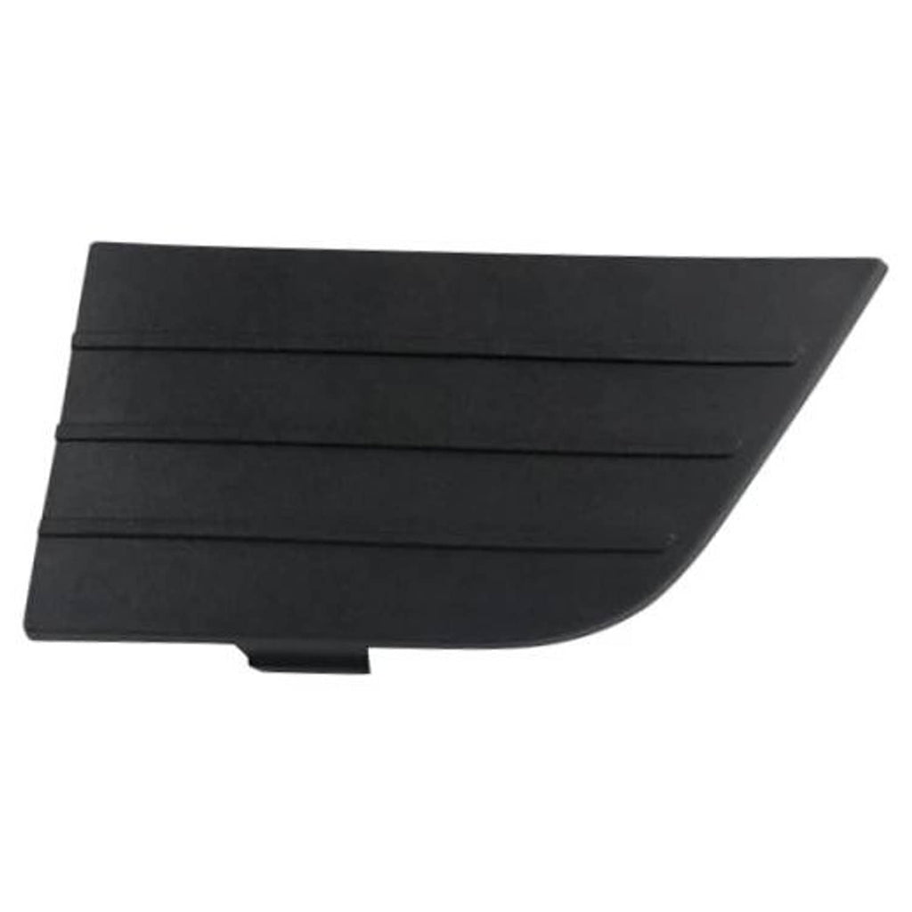 Front bumper lower grille trim panel, left driver side, dark black plastic