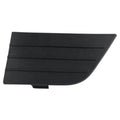 Front bumper lower grille trim panel, left driver side, dark black plastic
