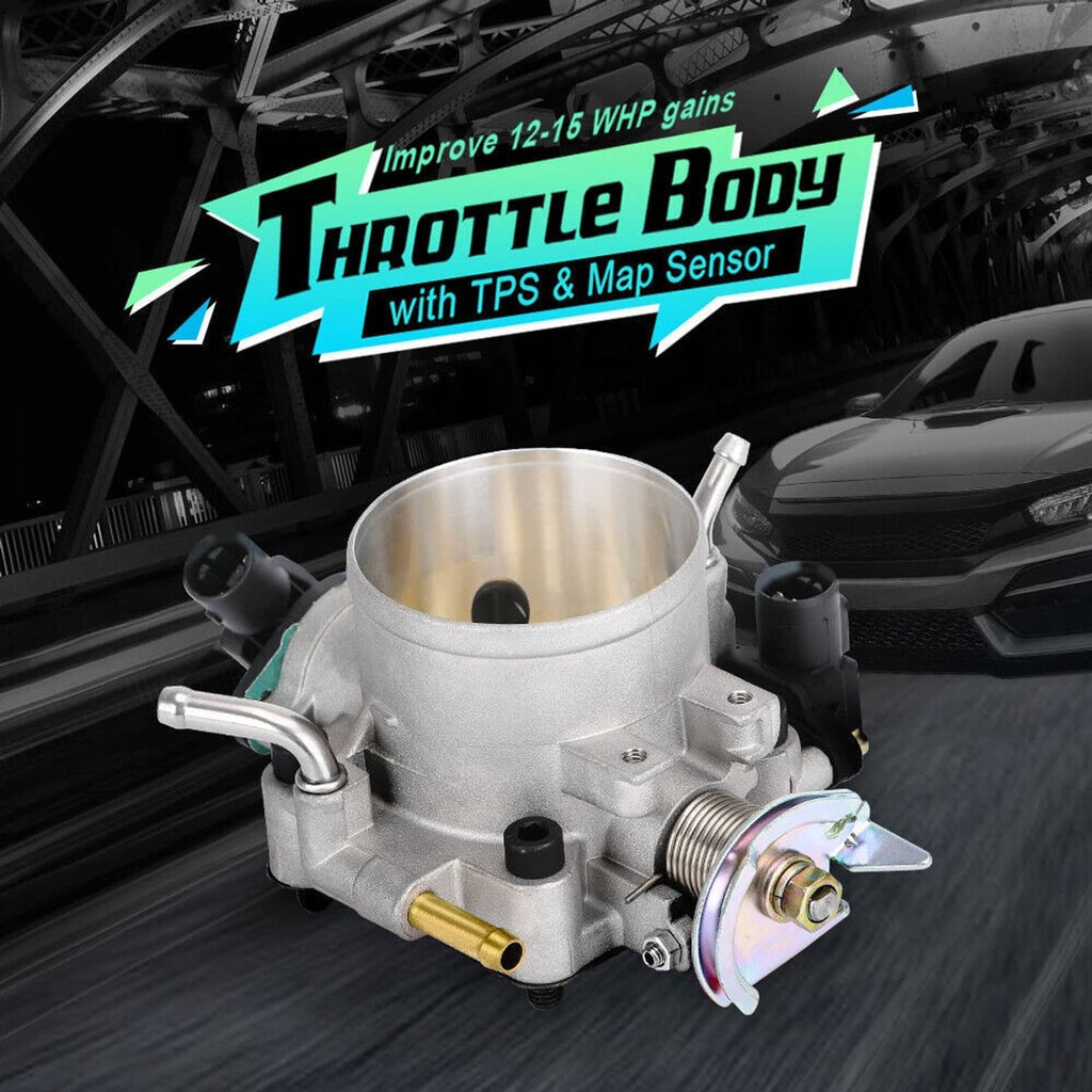 Throttle body with TPS and MAP sensor, silver housing and electrical connector
