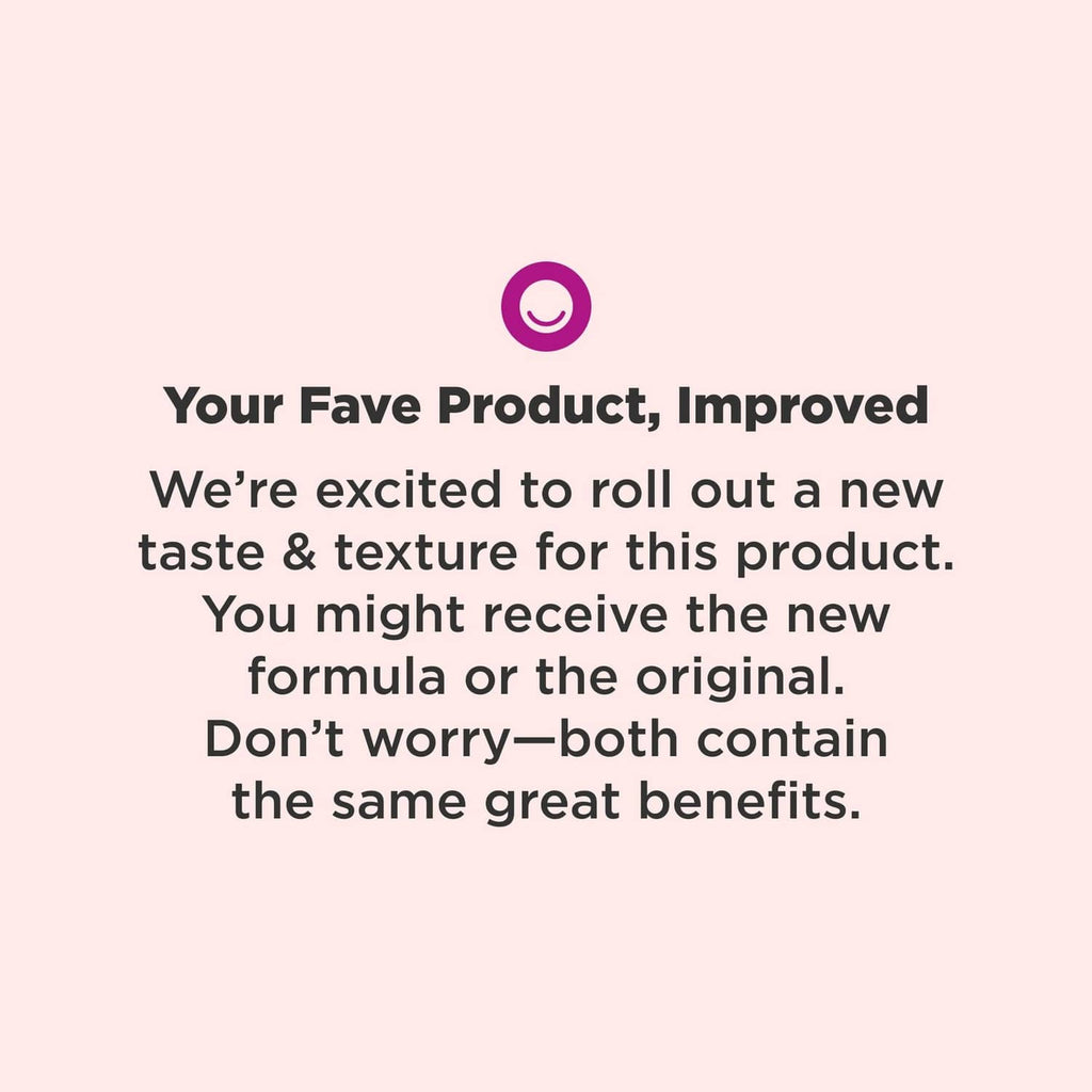 Improved prenatal gummy formula card: new taste and texture, same benefits