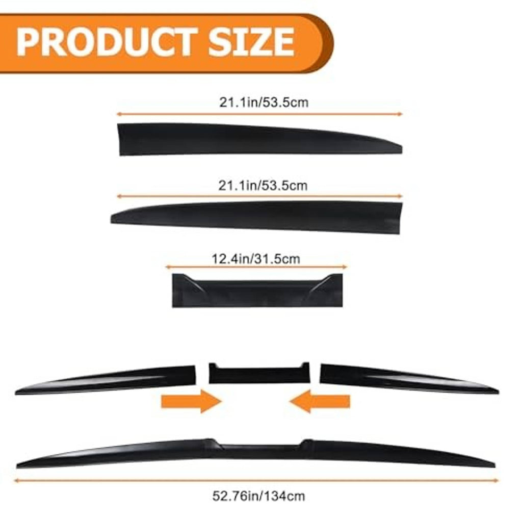 Black rear trunk spoiler tail wing size diagram with multiple parts
