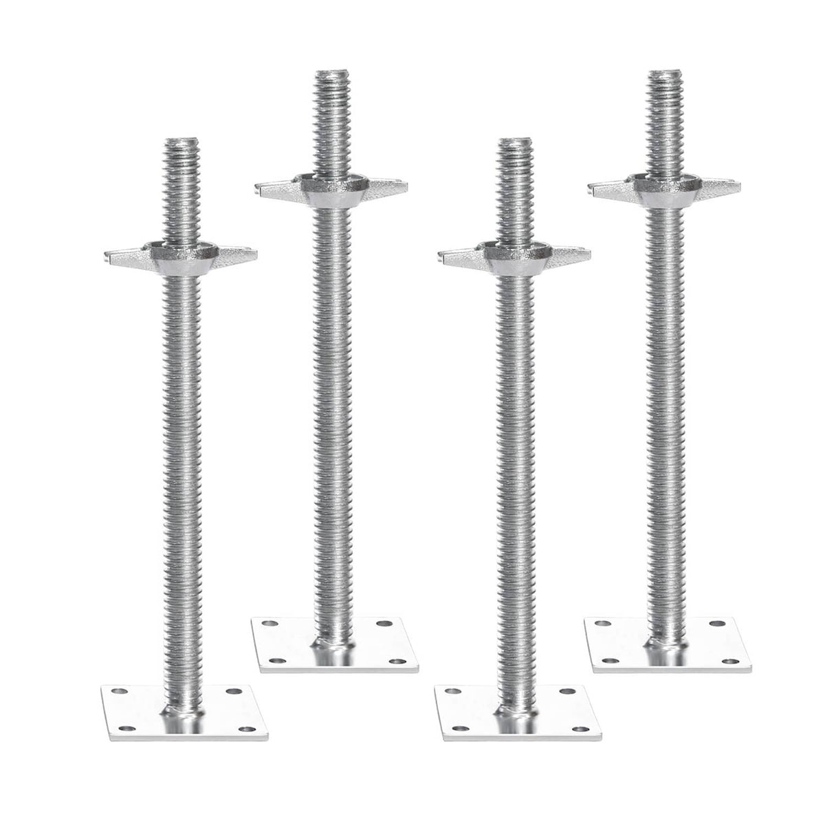 4-pack adjustable leveling jack posts with screw and square base plates
