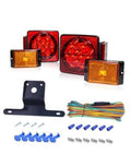 Trailer LED light kit: red tail lights, amber markers, bracket, wiring harness, hardware