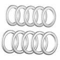 Set of metal crush washer gasket rings, silver, five rings stacked