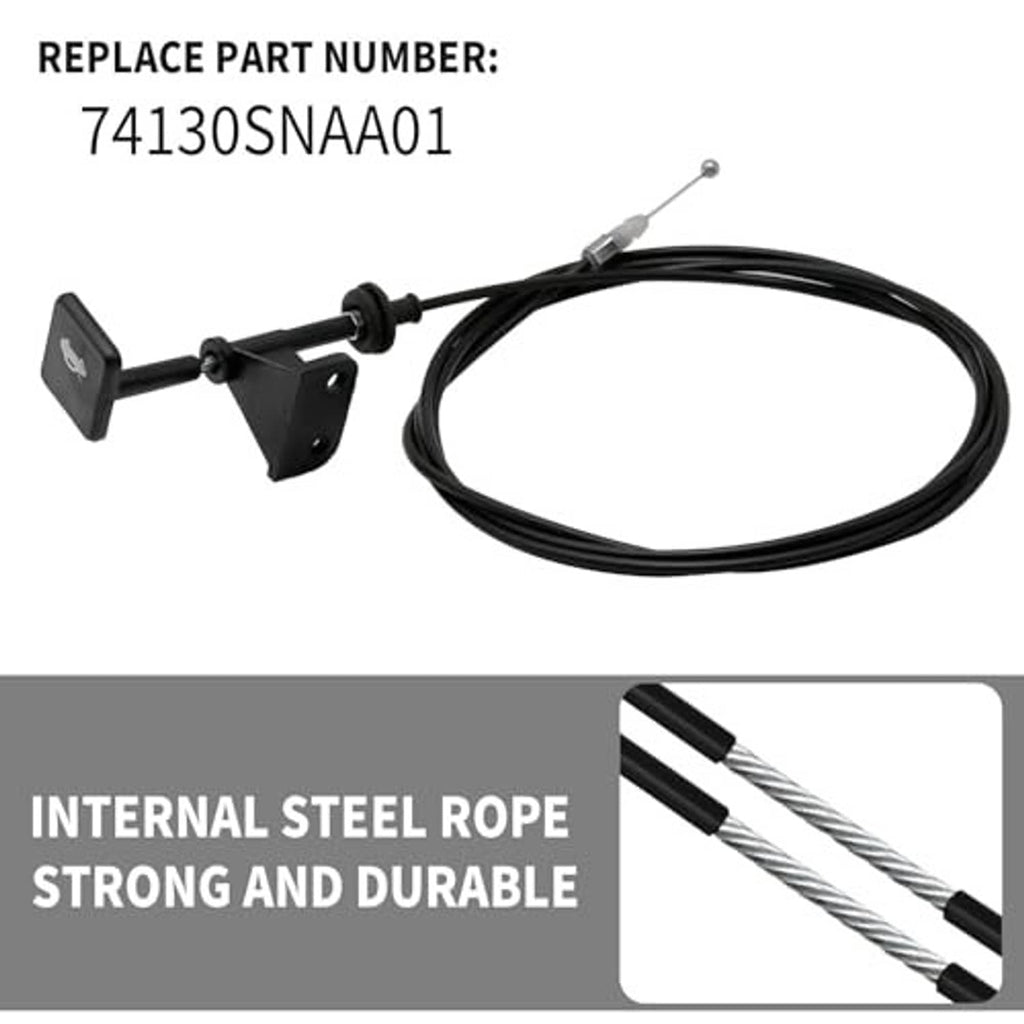 Front hood latch release wire cable with black release latch and long black wire