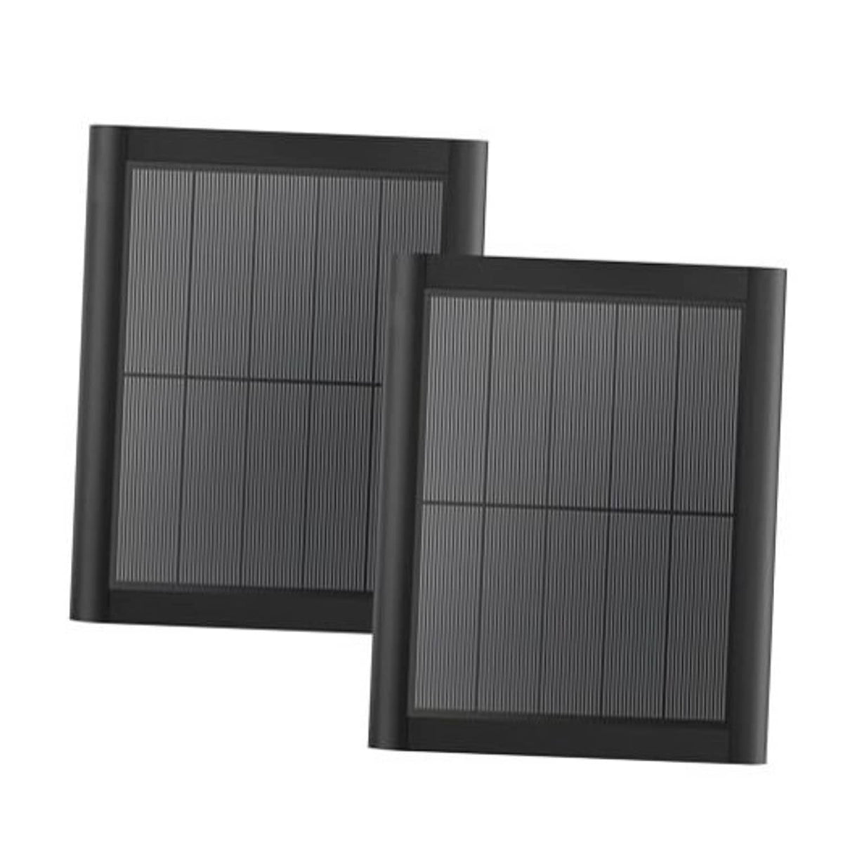 Black square solar panel pair with thin grid surface