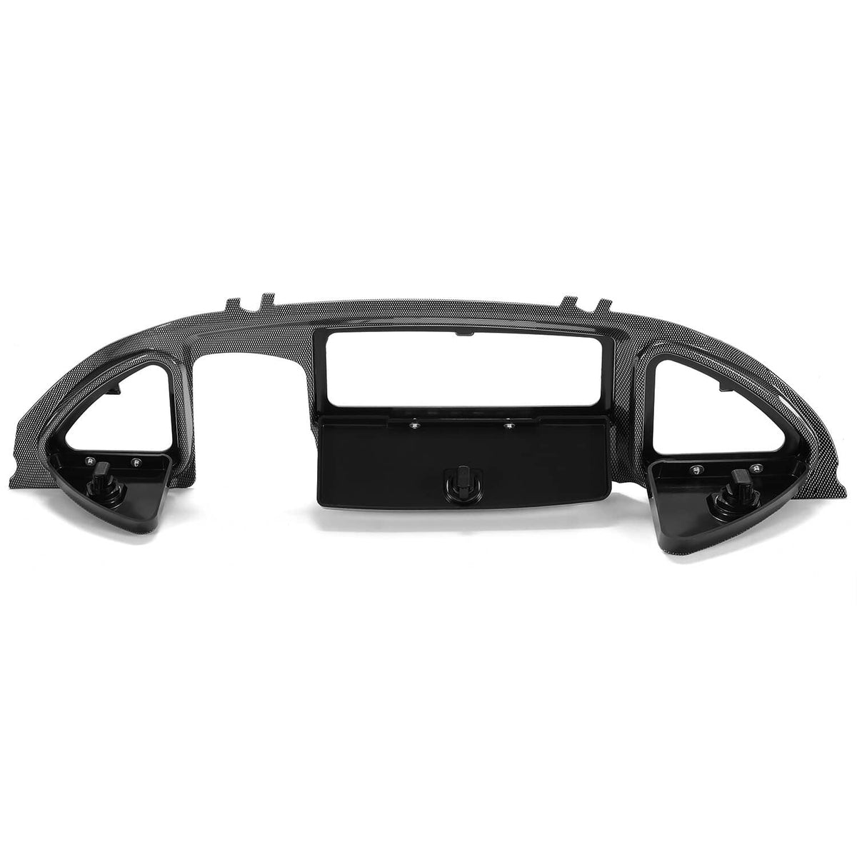 Back view of black dash locking door insert with mounting points and center opening