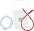 Enema kit bucket with red tube and clear hose loop, with ORTIVAL logo