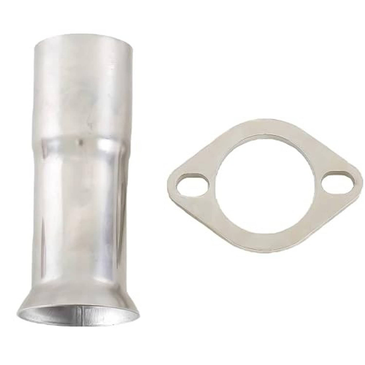 Stainless steel exhaust adapter reducer tube with matching flange gasket plate