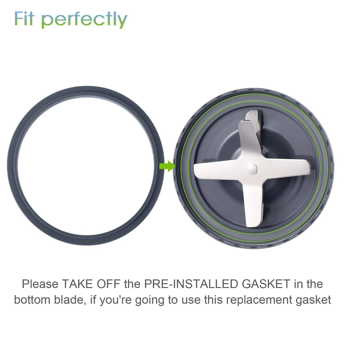 Replacement gasket ring and four-blade rotor assembly for a blender cup