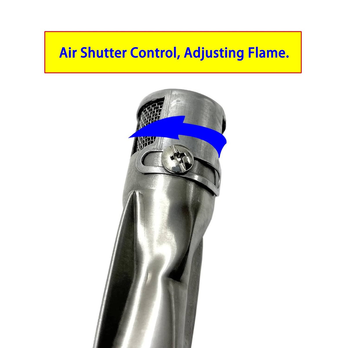Stainless steel grill burner air shutter control cap, adjustable vent
