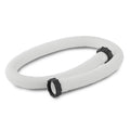 White ribbed pool filter pump hose with black threaded end couplers