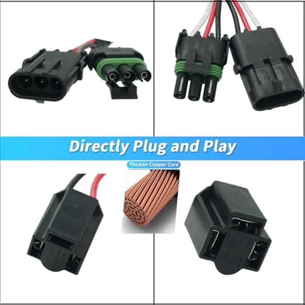 Headlight wiring harness plug adapter set with matched male and female connectors
