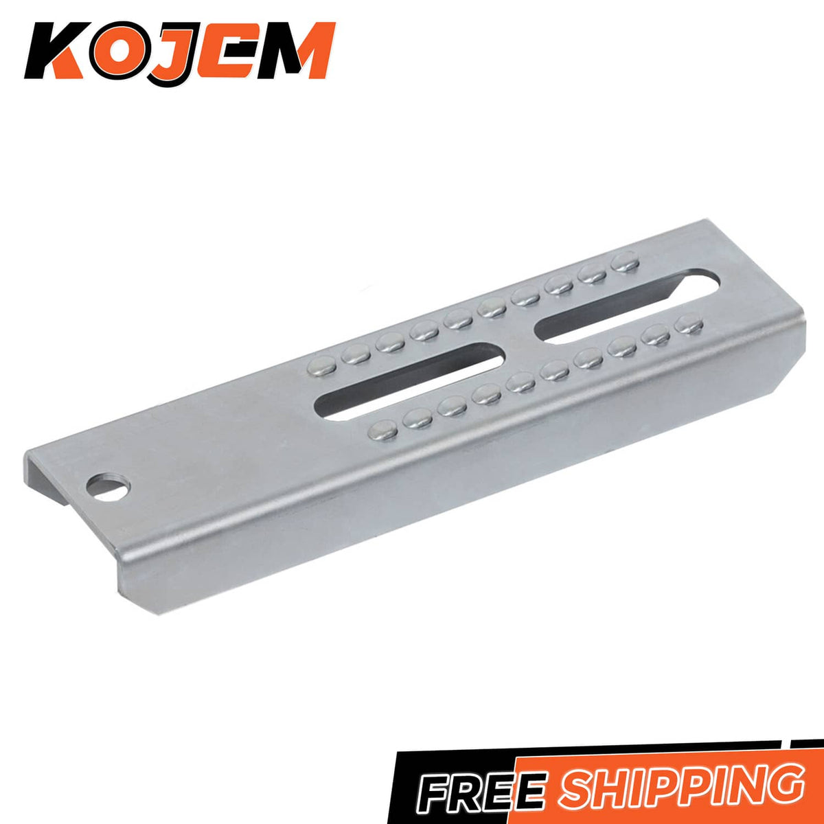 Silver adjustable bracket rail with central elongated slot and end mounting holes