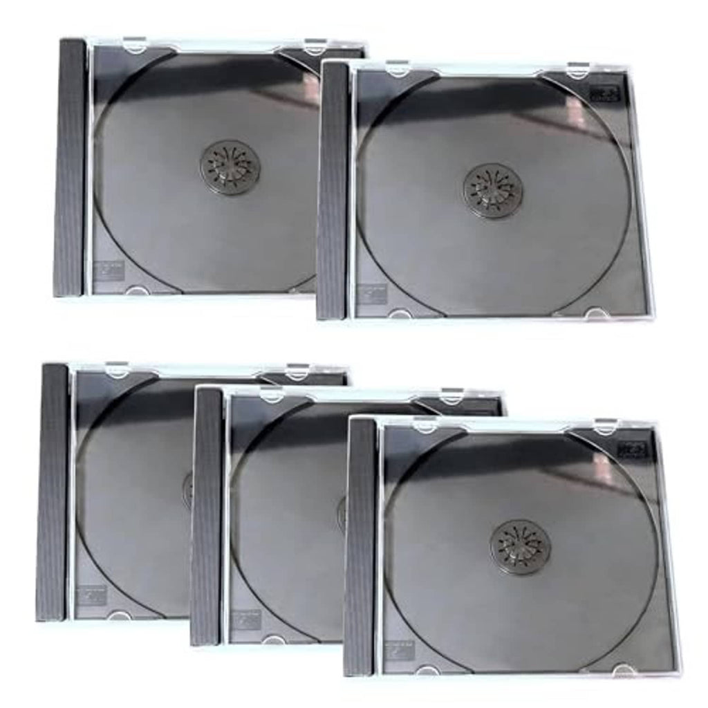 Clear rigid plastic CD jewel cases set, multiple single-disc storage cases