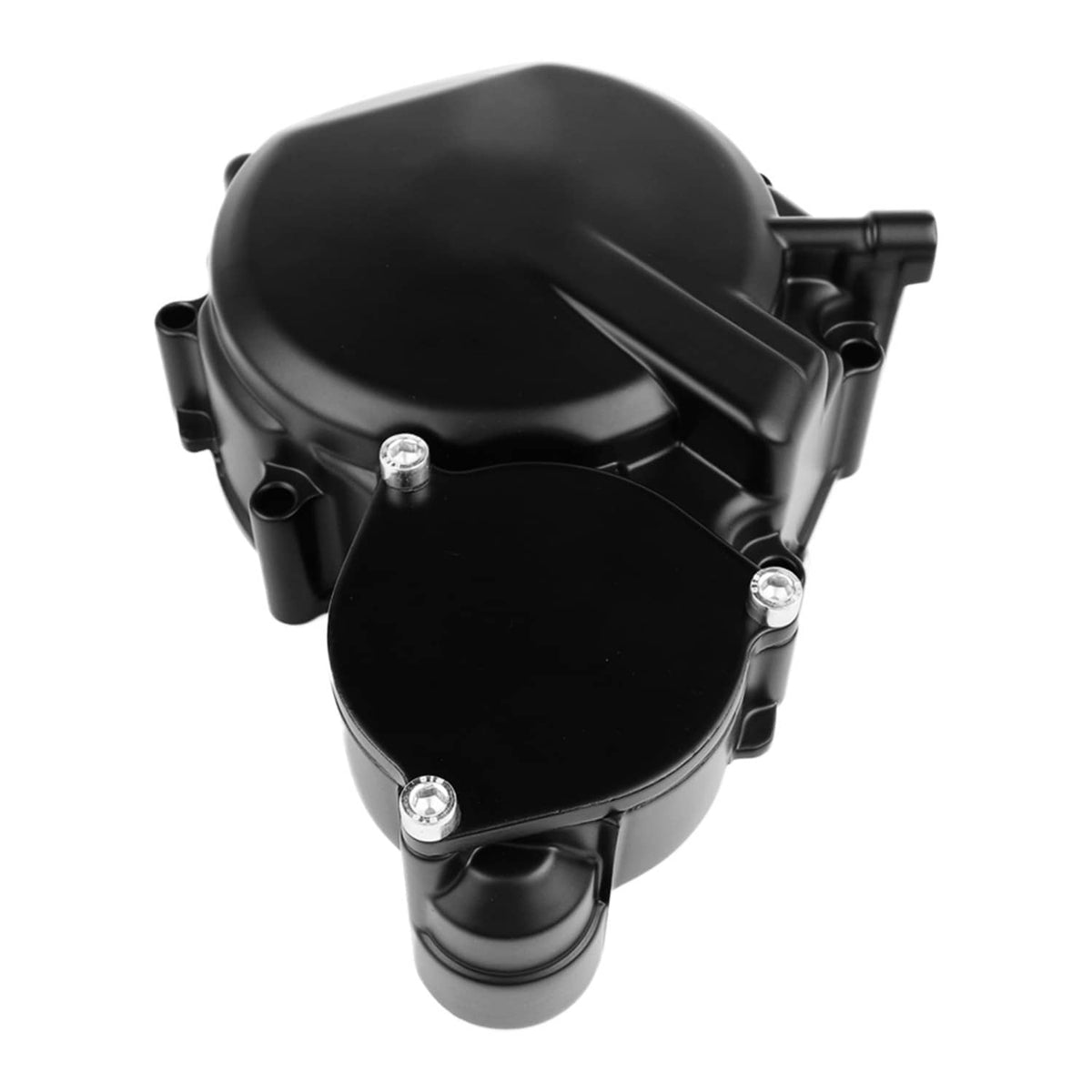 Engine stator cover, black with large round cover and raised vent tube