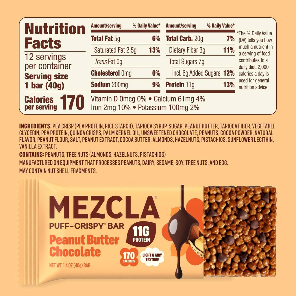 Plant-based protein bar package back with Nutrition Facts panel and barcode