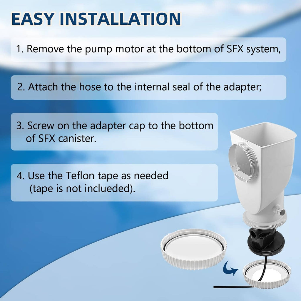White adapter cap and conversion ring for easy skimmer-to-sand pump setup