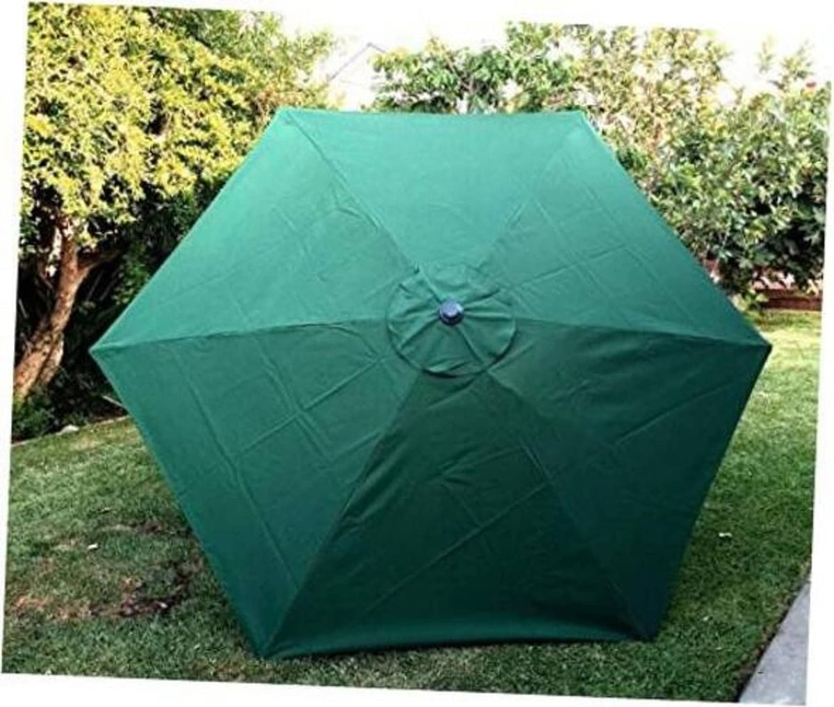 Green patio umbrella replacement canopy cover with center vent and rib panels