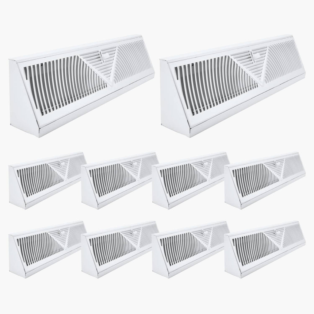Louvered white floor vent registers, two large and eight small, 10-pack