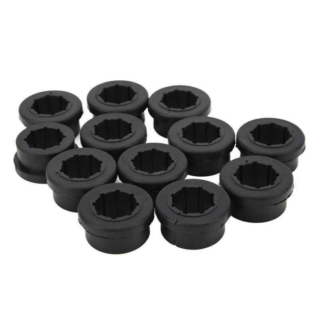 Lower control arm bushing kit, set of black rubber bushings with centered splines