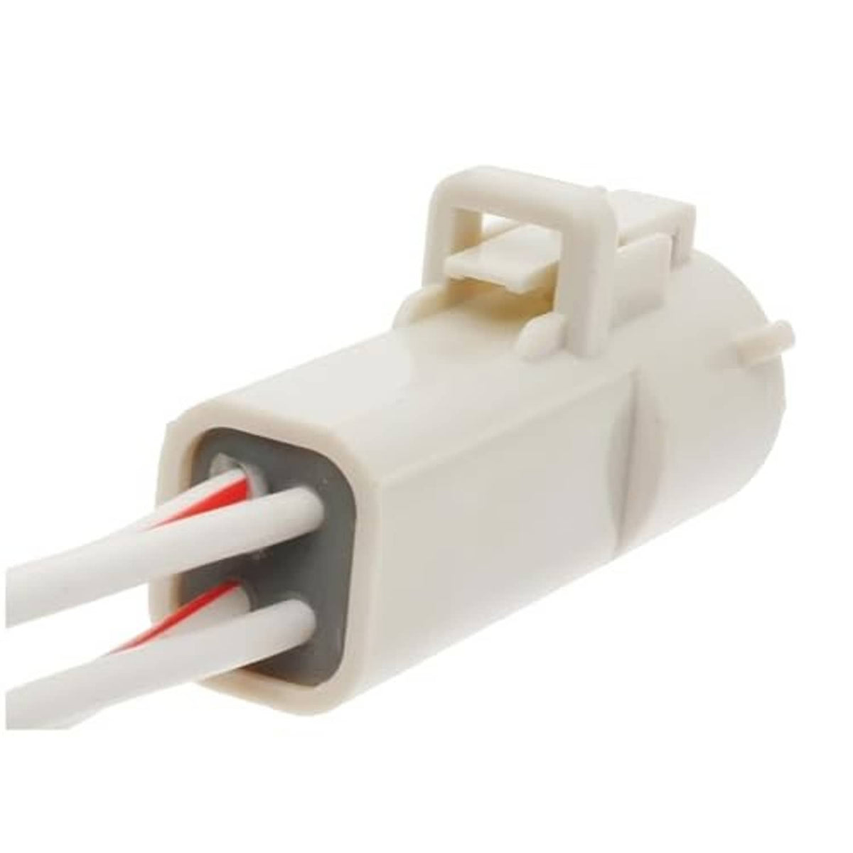AC compressor clutch pigtail wiring harness connector, white housing with wire leads
