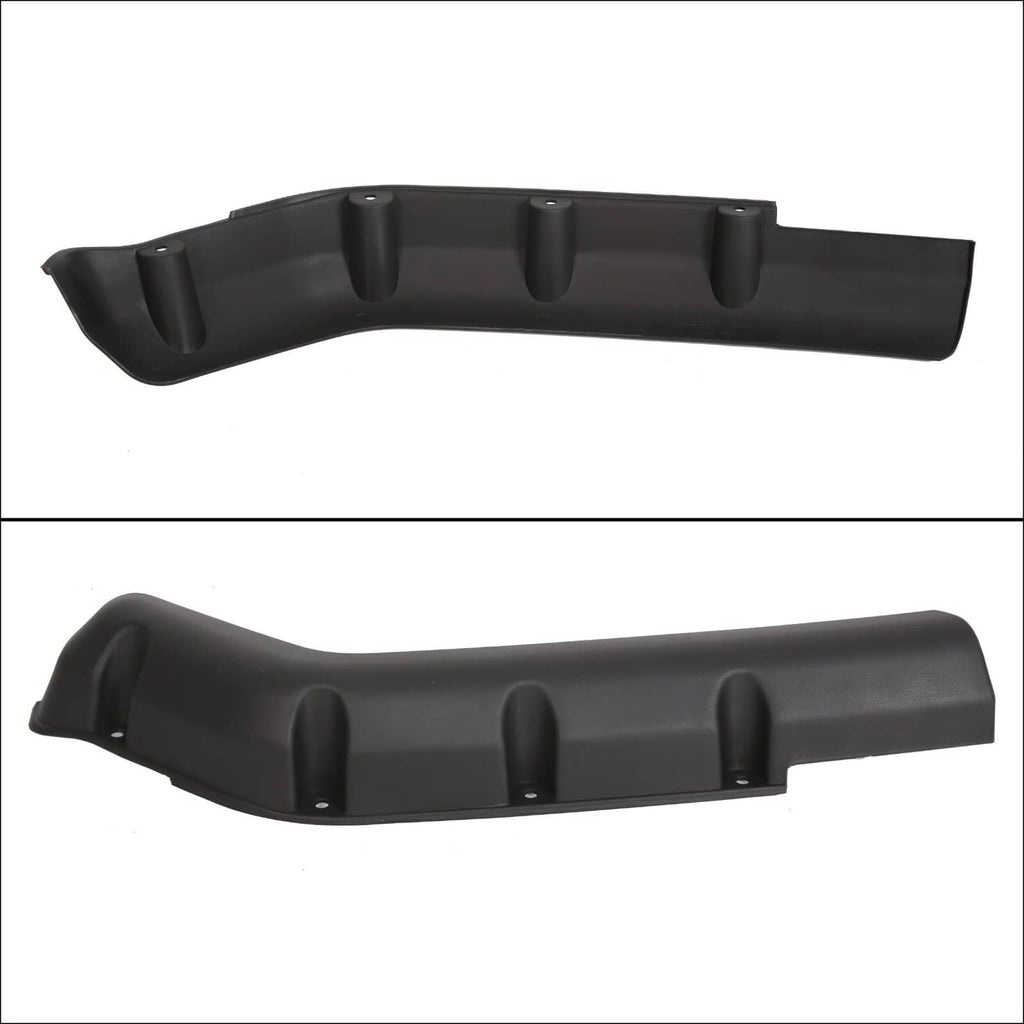 Black fender flare side view showing inner channels and three raised mounting posts.