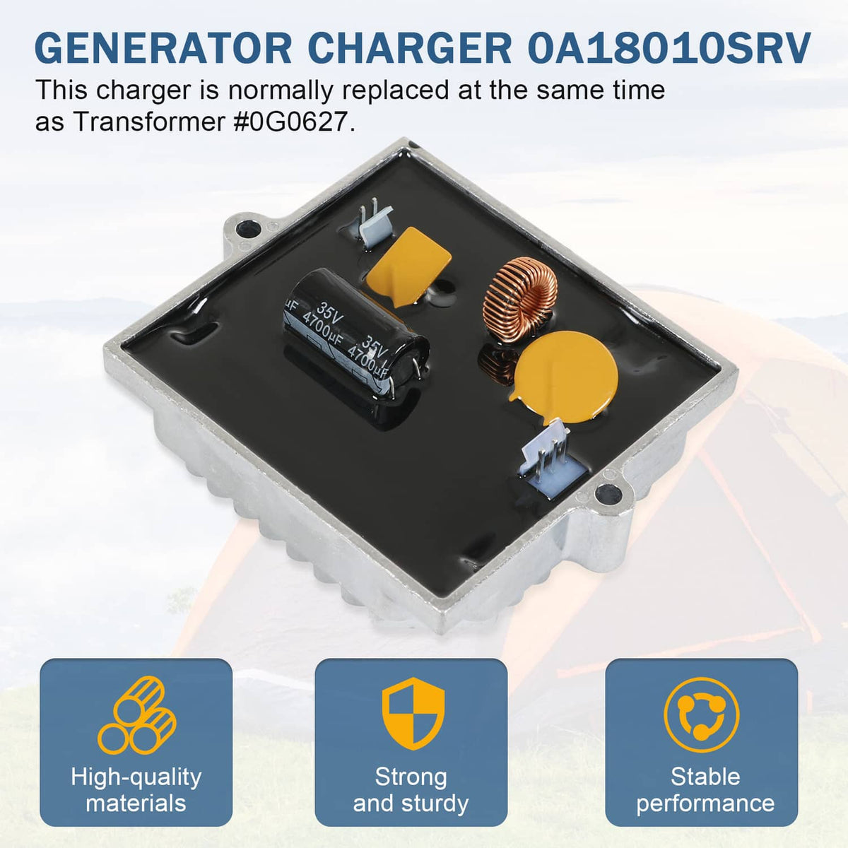 Battery charger assembly top view with copper inductor coil and yellow capacitors