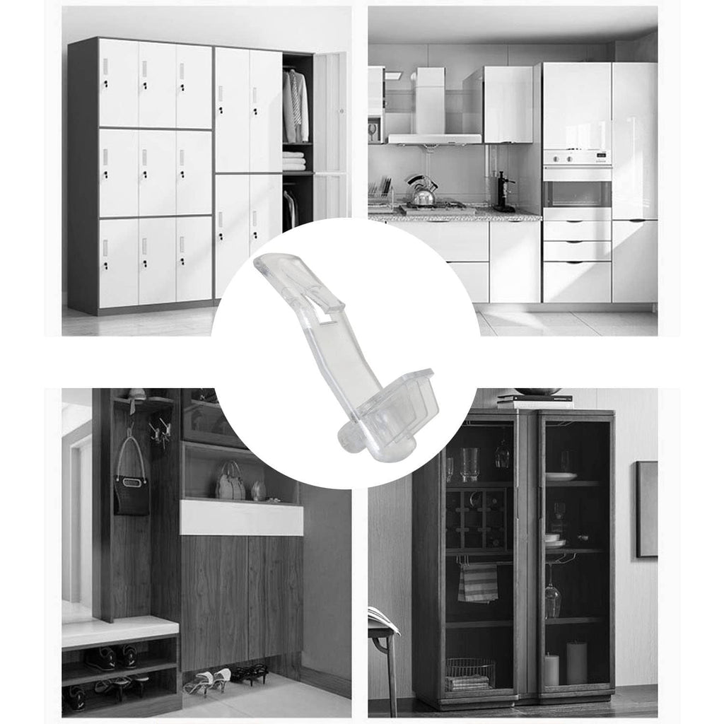 Clear shelf support pegs with locking tab, shown for shelf installation