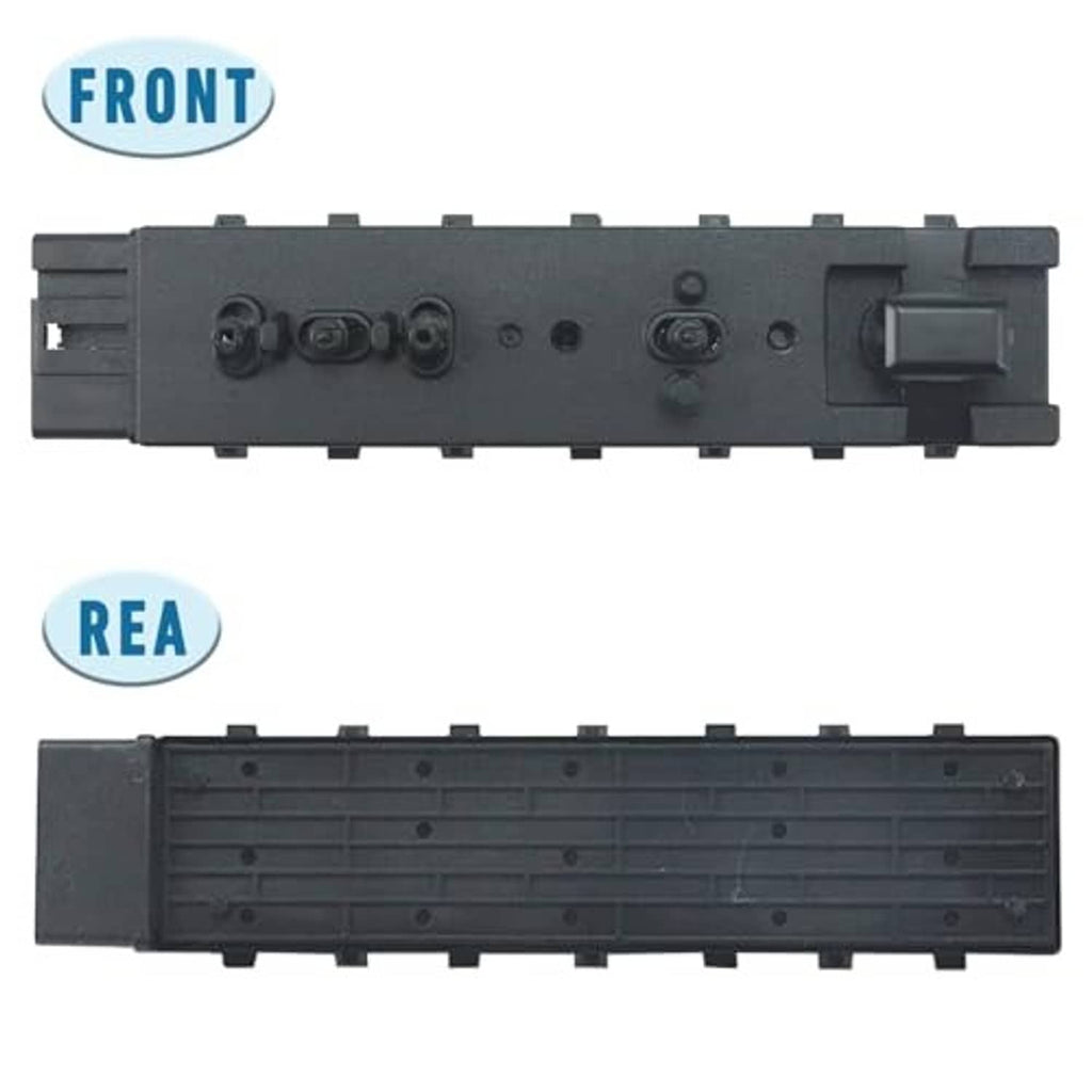 Power seat control switch front and rear casings with multi-pin connectors, black