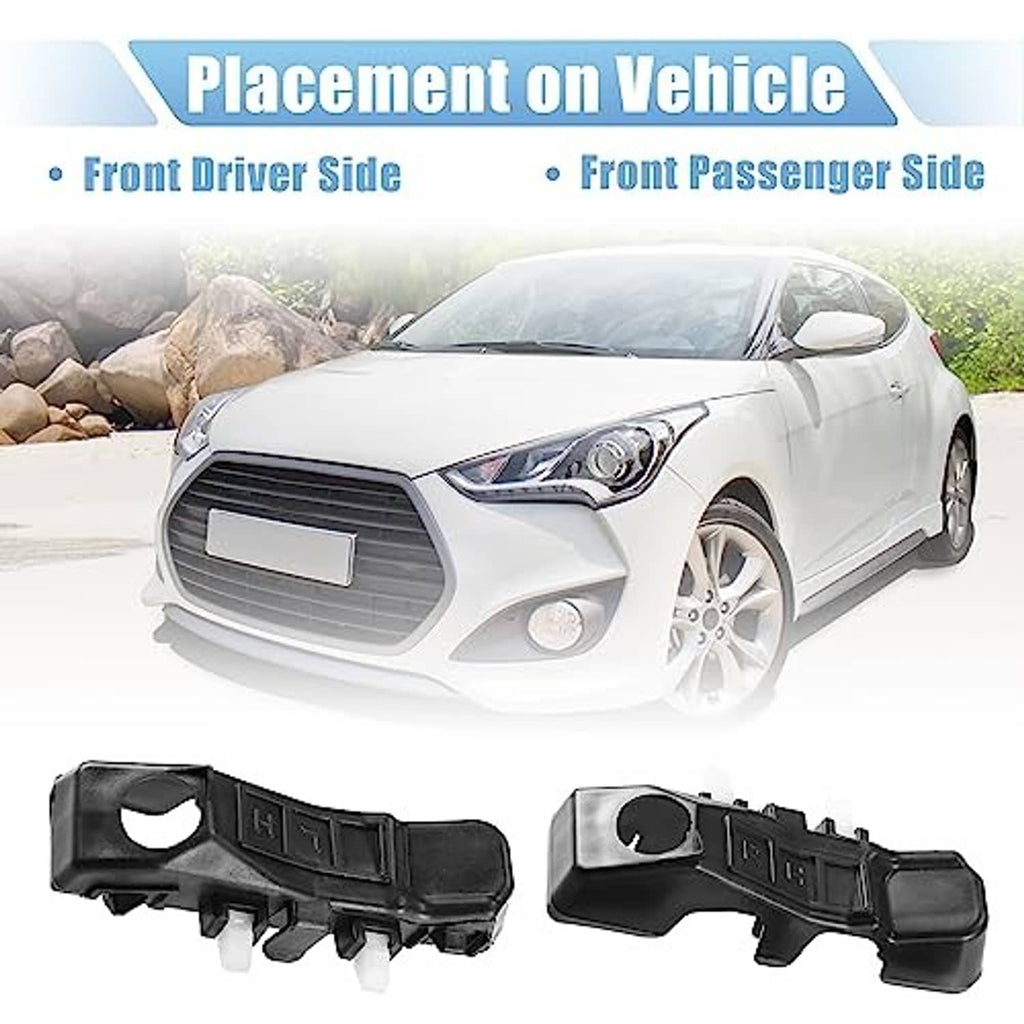 Black front bumper mounting support brackets for driver and passenger sides