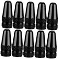 10-pack bike Presta valve stem caps, chrome top with black textured grip