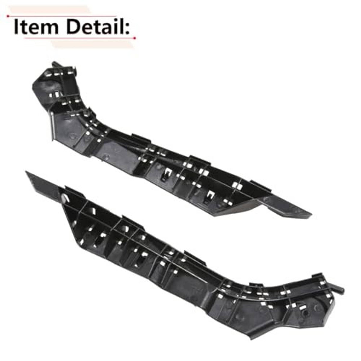 Black front bumper bracket assemblies with multiple mounting holes and tabs